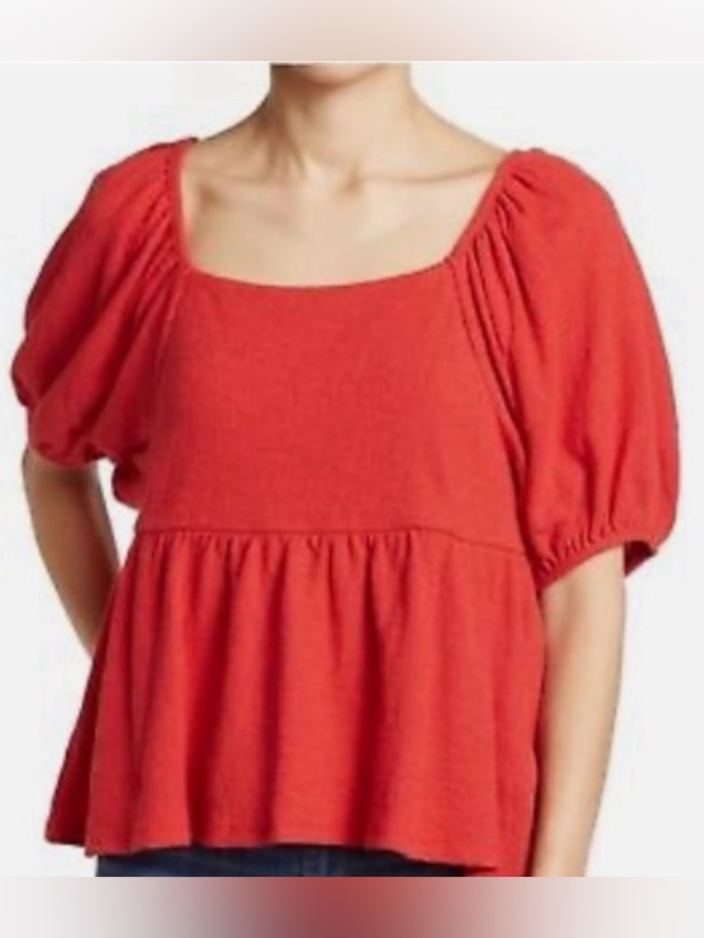 Madewell Red Puff Short Sleeve Shirt Medium